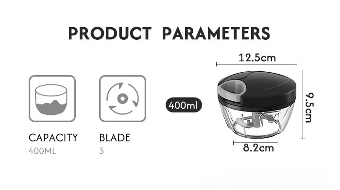Manual Food Vegetable Chopper Pull String 400ml Cord Onion Slicer Hand Blender