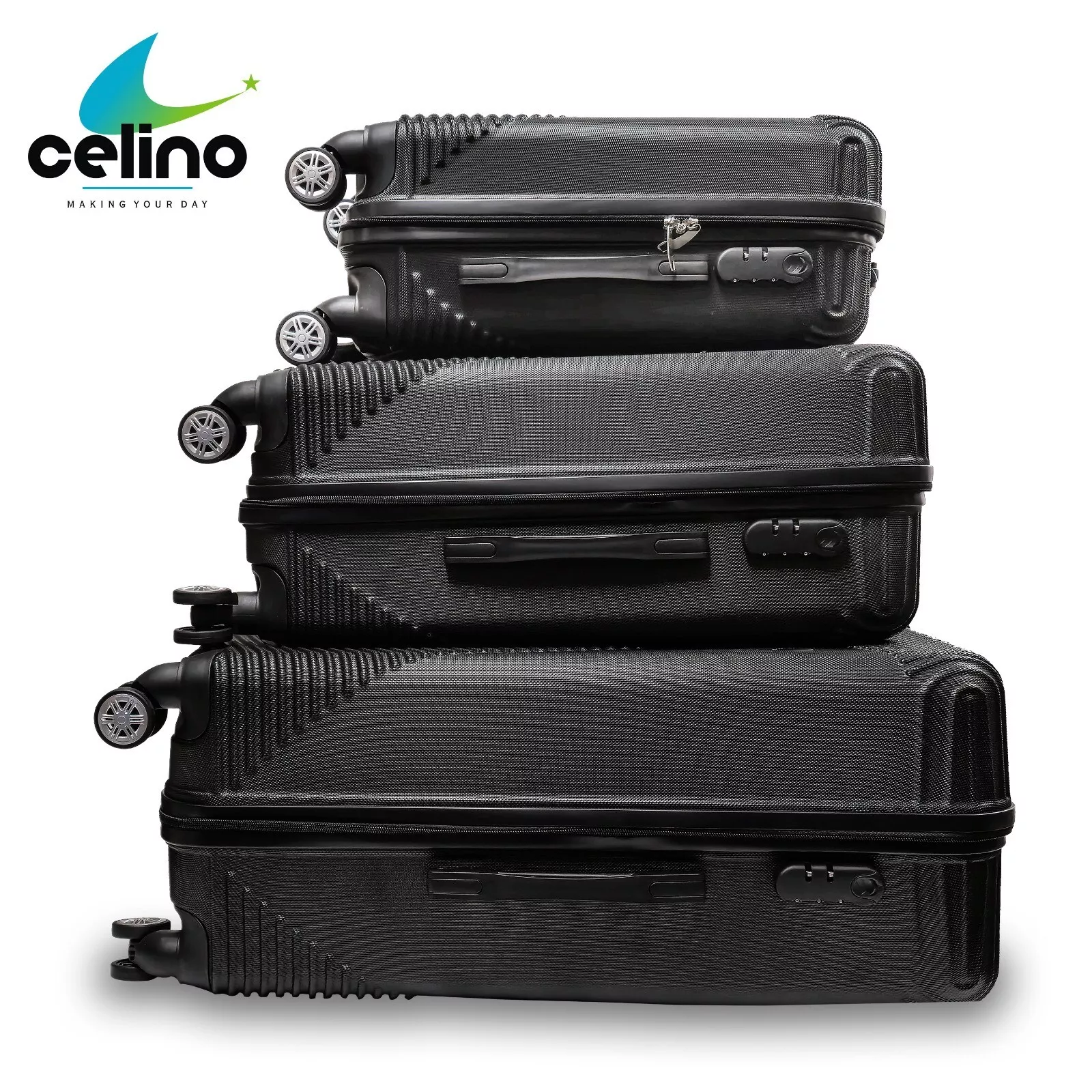 3 Piece Lightweight ABS Hard Shell Suitcase Set – 4 Wheel Travel Luggage Bags