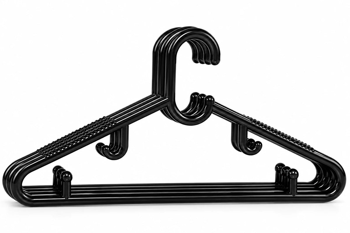 Adult Coat Hangers Strong Non Slip Plastic Clothes Trousers Hanger Black White