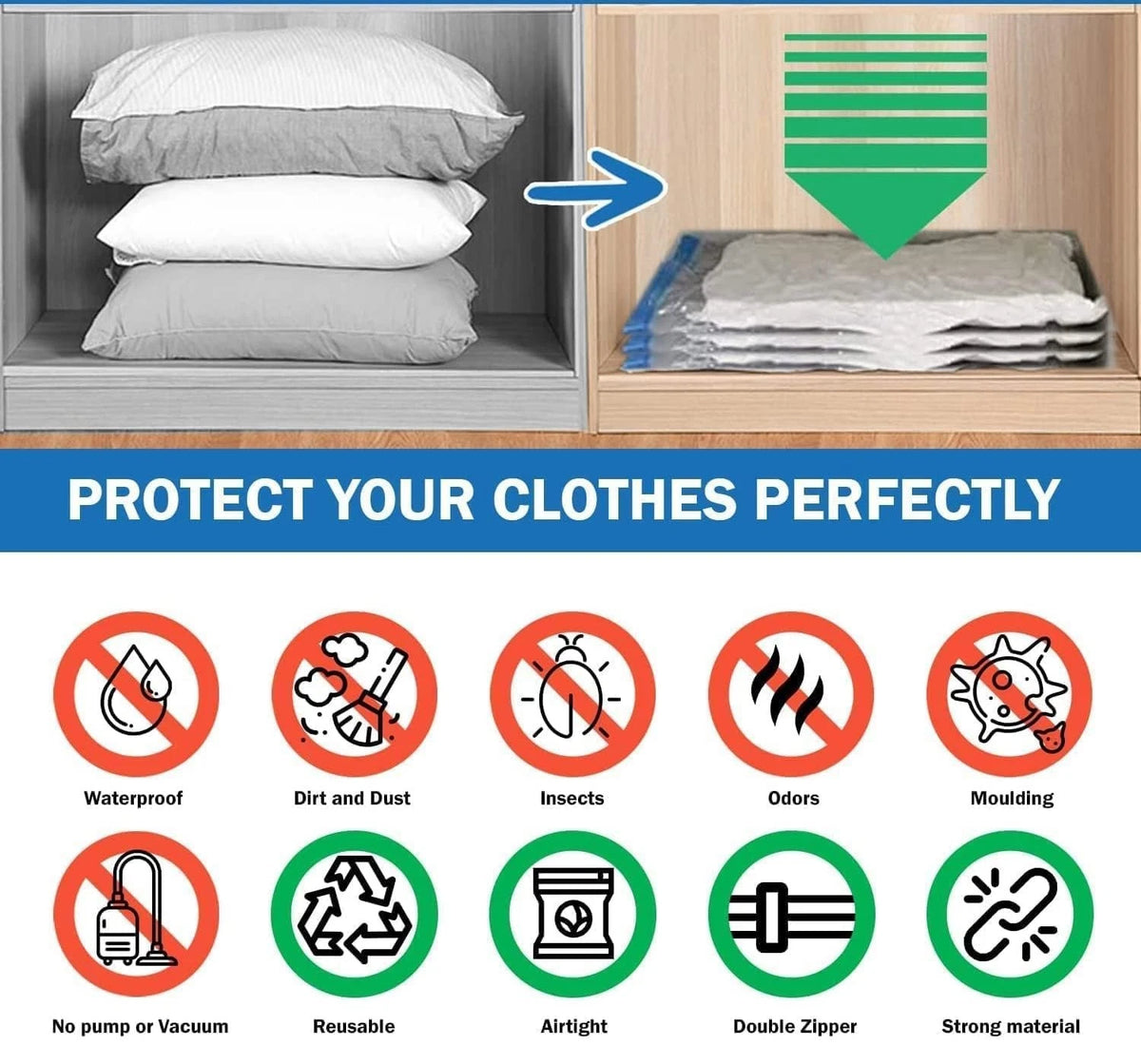 Vacuum Storage Bags for Clothes Duvets Vacum Small Medium Large Space Saving