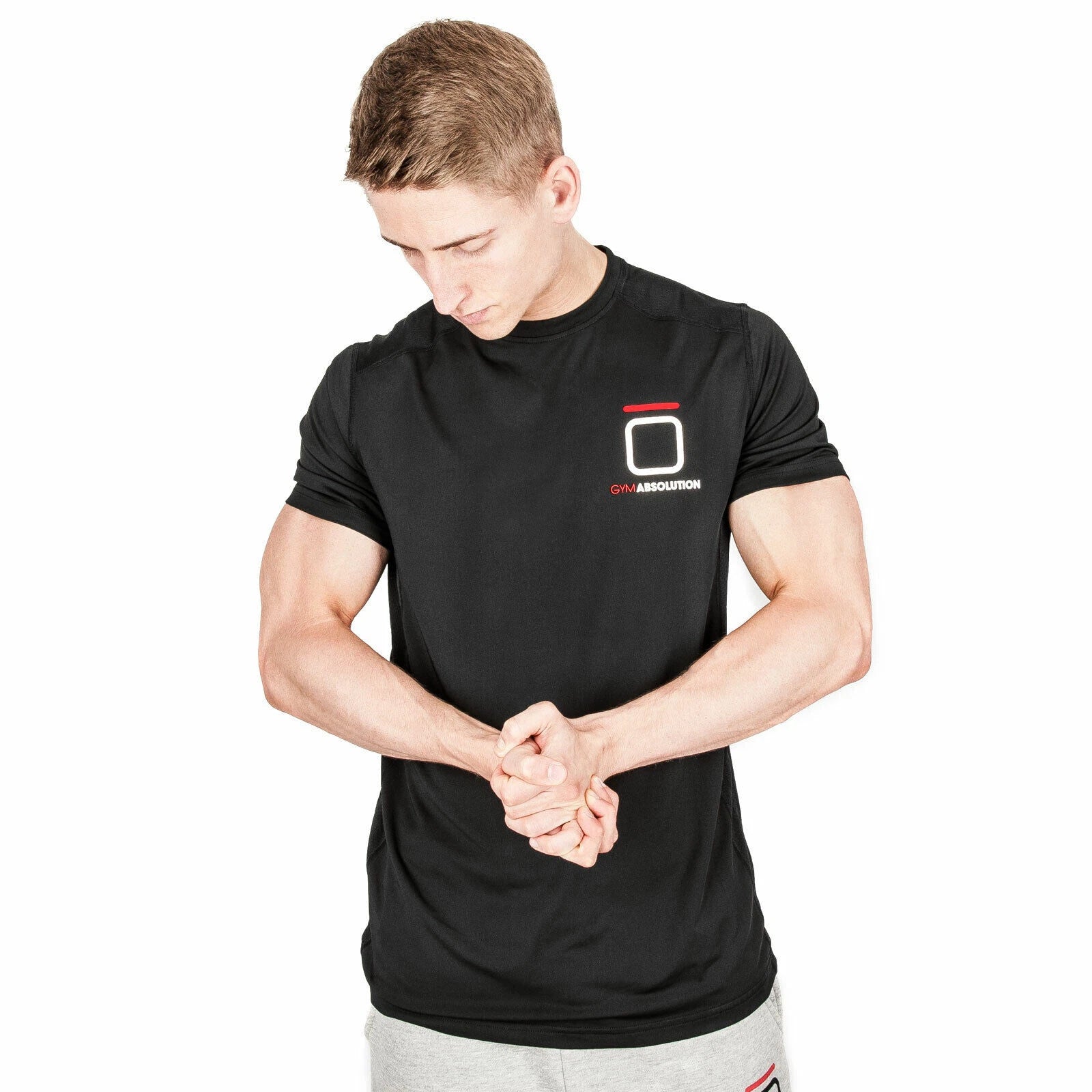 Mens T Shirts Short Sleeve T-shirt Gym Workout Slim Fit Muscle Crew Neck Tee Top