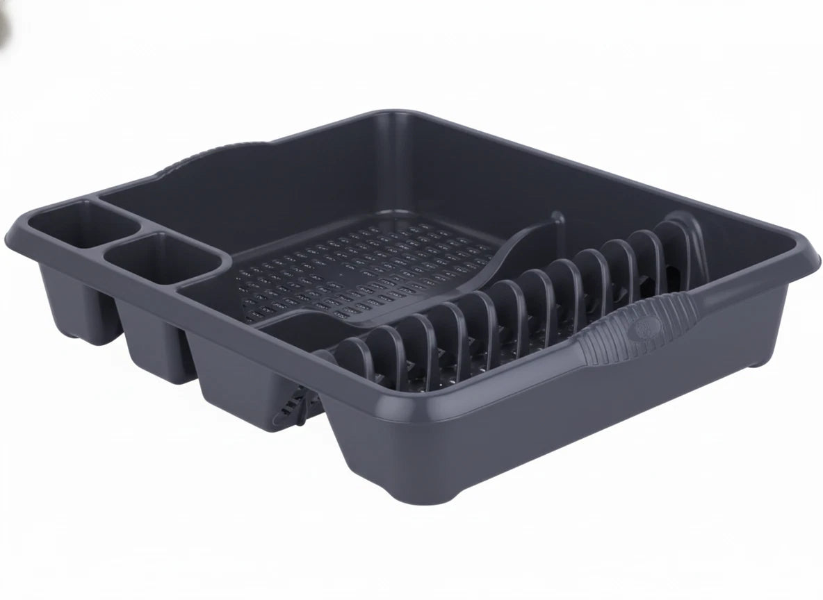 Large Plastic Kitchen Plate Dish Drainer Rack Draining Board Cutlery Holder UK