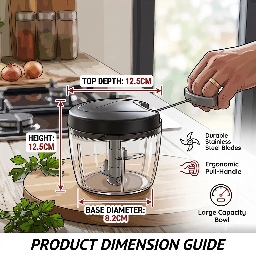 Manual Food Chopper Vegetable Chopper with Easy Pull Cord 650ml Onion Slicer