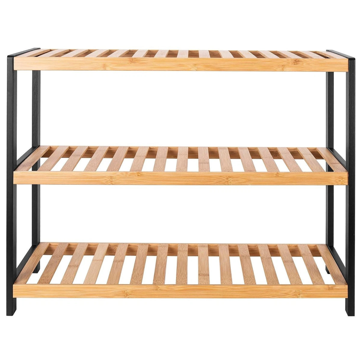 Bamboo Shoe Rack Organiser 3 Tier Wooden Storage Stand Shelf Holds 9 Pairs UK