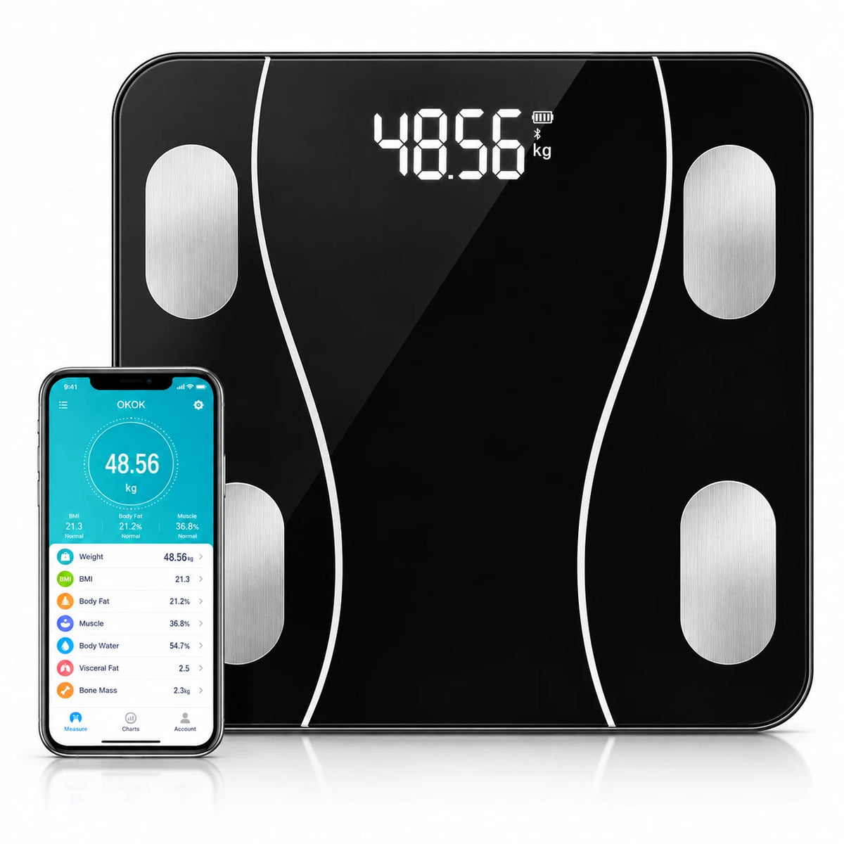 Celino Smart Bathroom Scales Bluetooth Body Fat BMI Digital Weighing Scale 180kg