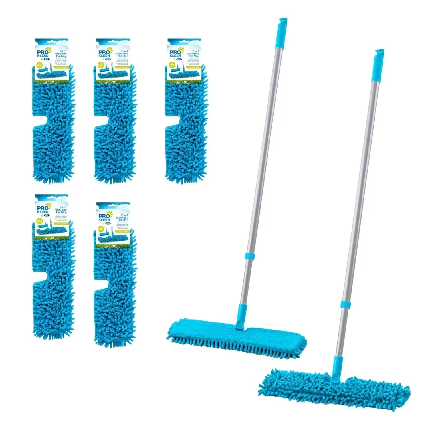 Double Sided Microfiber Mop Floor Cleaner Wet Dry Cleaning Extendable Handle