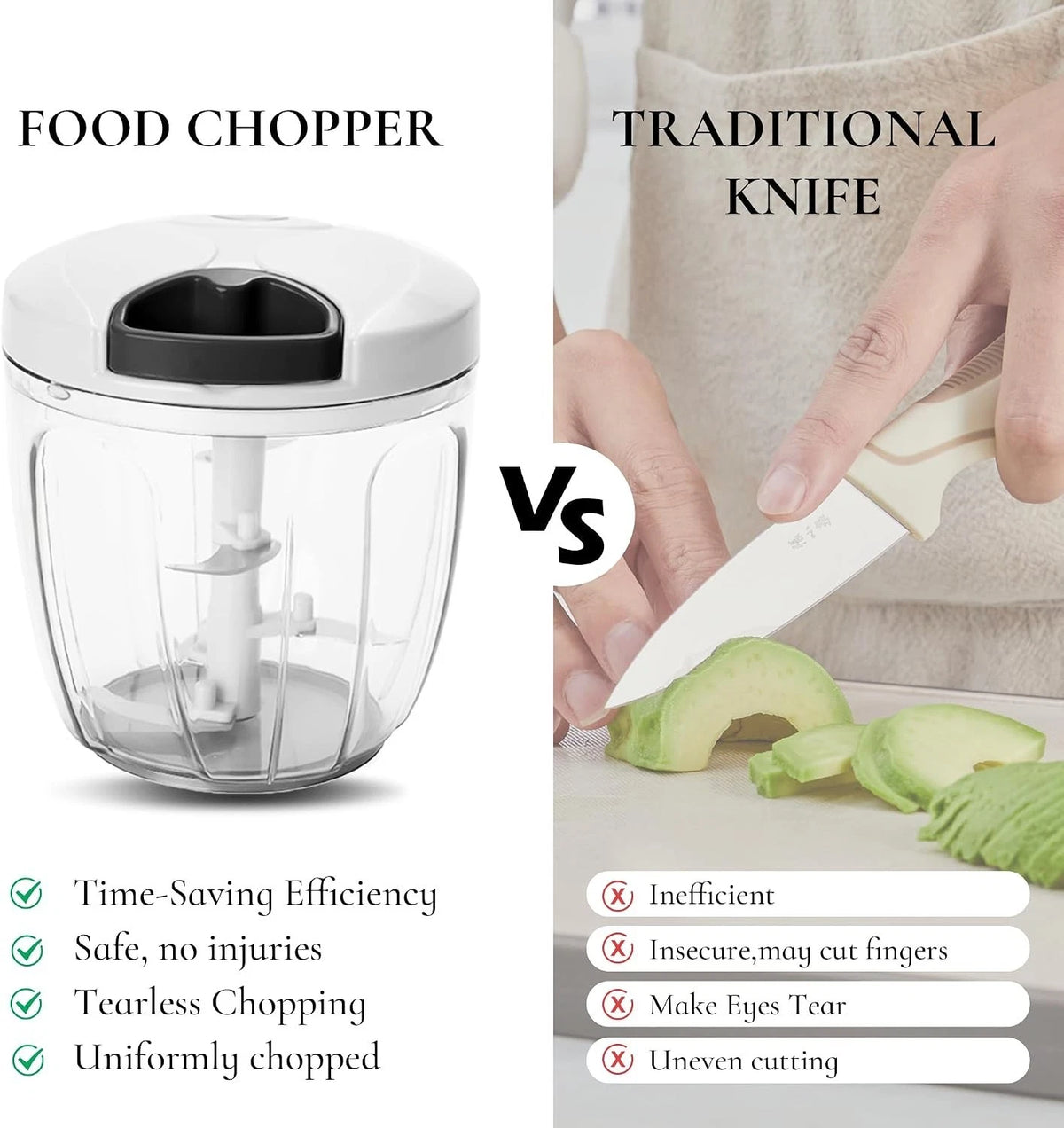 Manual Food Chopper 900ml Vegetable Chopper with Pull Cord Onion Garlic Slicer