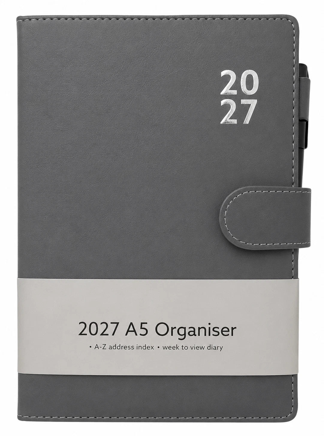 2027 A5 Week to View Diary Premium Organiser with Pen A-Z Address Index Book