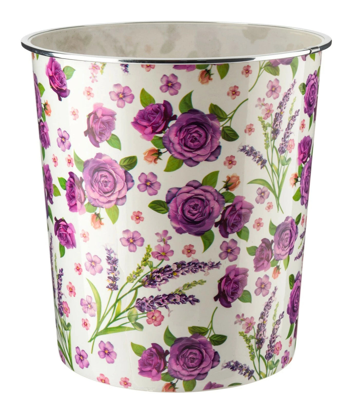 7.7L Waste Paper Dust Bin Rubbish Round Plastic Floral Office Bathroom Kitchen
