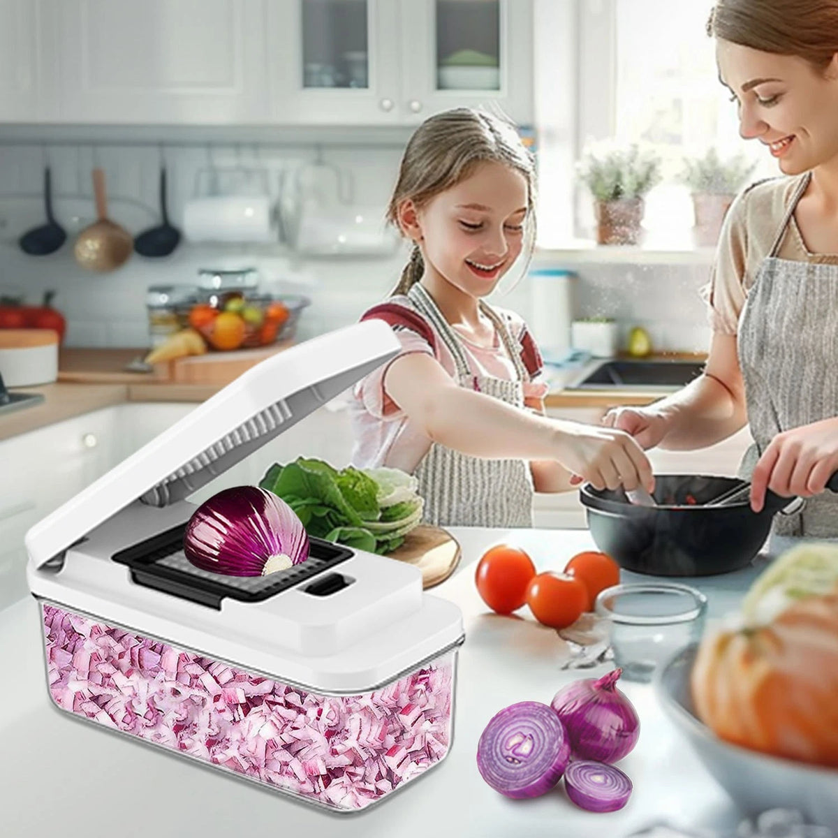 7-in-1 Vegetable Chopper with Container Multi-Functional Slicer Dicer Grater