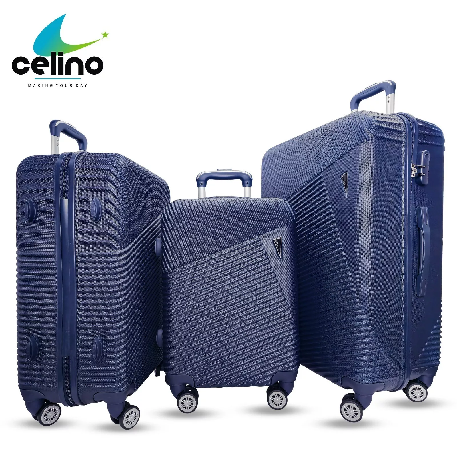 Suitcase Set of 3 Lightweight ABS Hard Shell 4 Wheel Luggage Set Travel Trolley