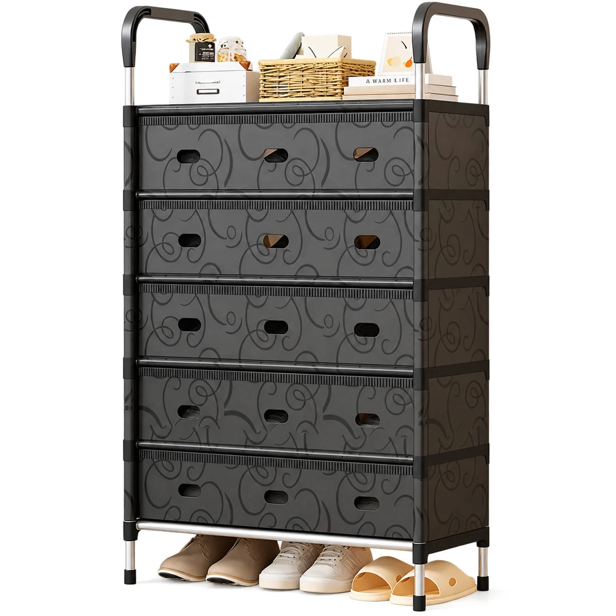 5 Tier Shoe Rack Storage Organiser Hallway Entryway Metal Stand Space Saving NEW