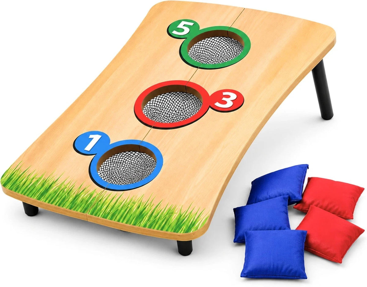 Bean Bag Toss Garden Game Set Wooden Foldable Family Fun Kids Skill Games