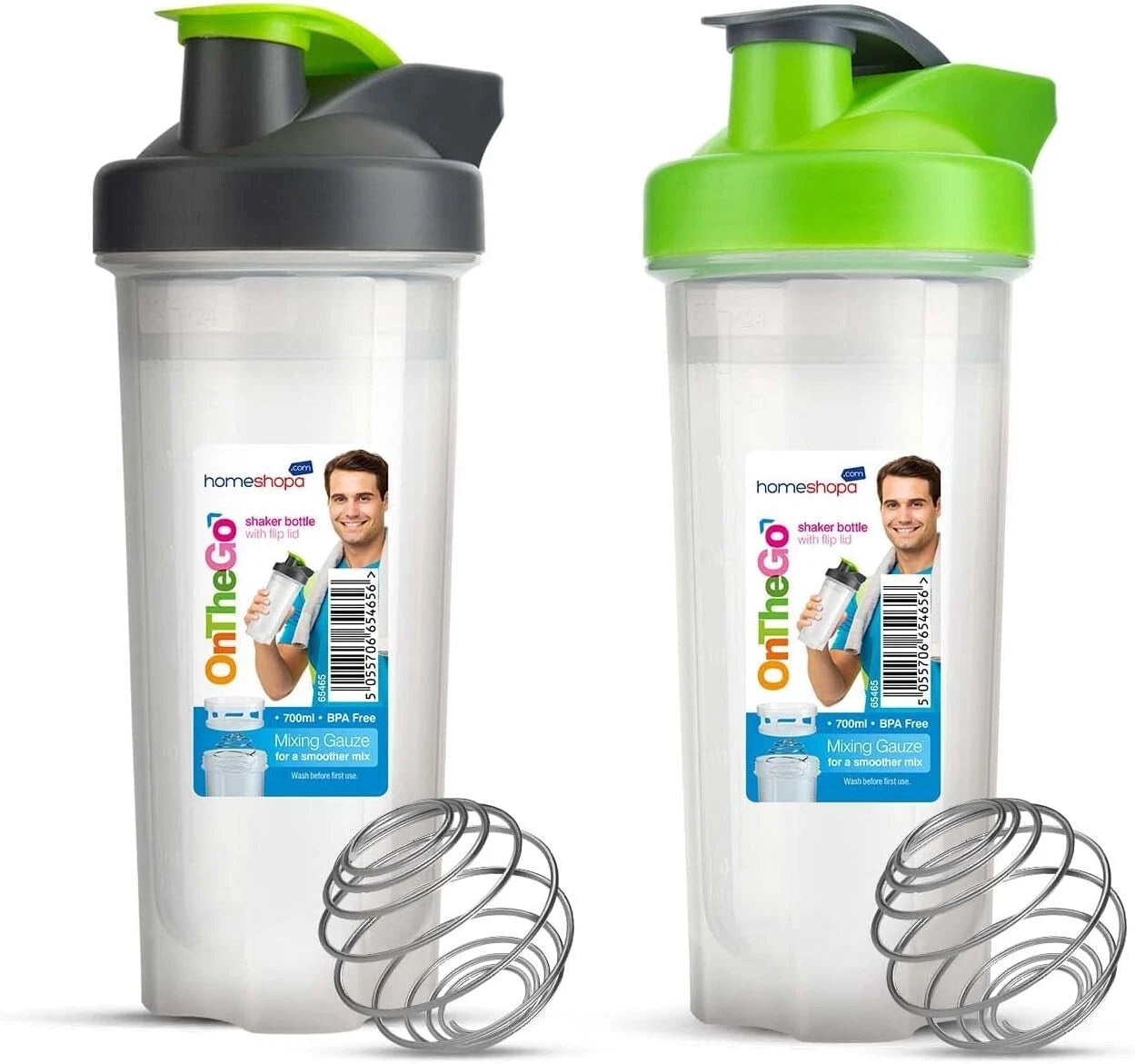 Protein Shaker Bottle 700ml Flip Lid Whey Mixer Pre Workout Sports Gym BPA Free