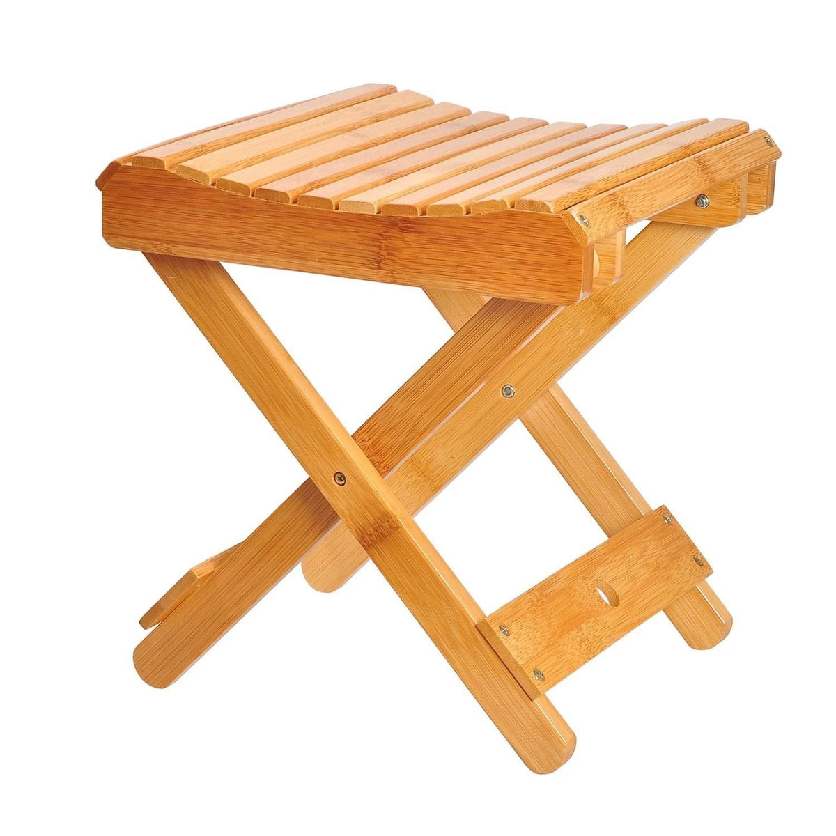 Bamboo Shower Stool Portable Bath Shower Seat Folding Chair Camping Beach Travel