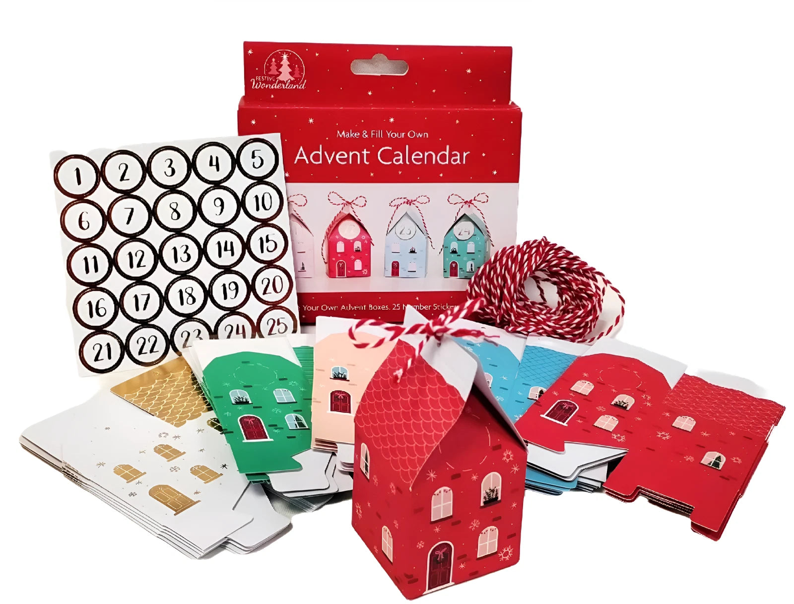 Make Your Own Advent Calendar Boxes Christmas Children Craft Stickers String
