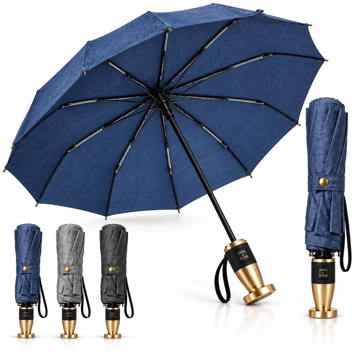 47” Umbrella Windproof 10 Ribs Brolly For Men Women Automatic Оpen Close Anti UV