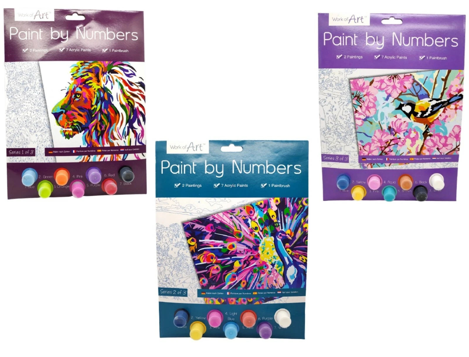 A4 Paint By Numbers Kids Children Art Painting Paint Brush Animals Birds Design