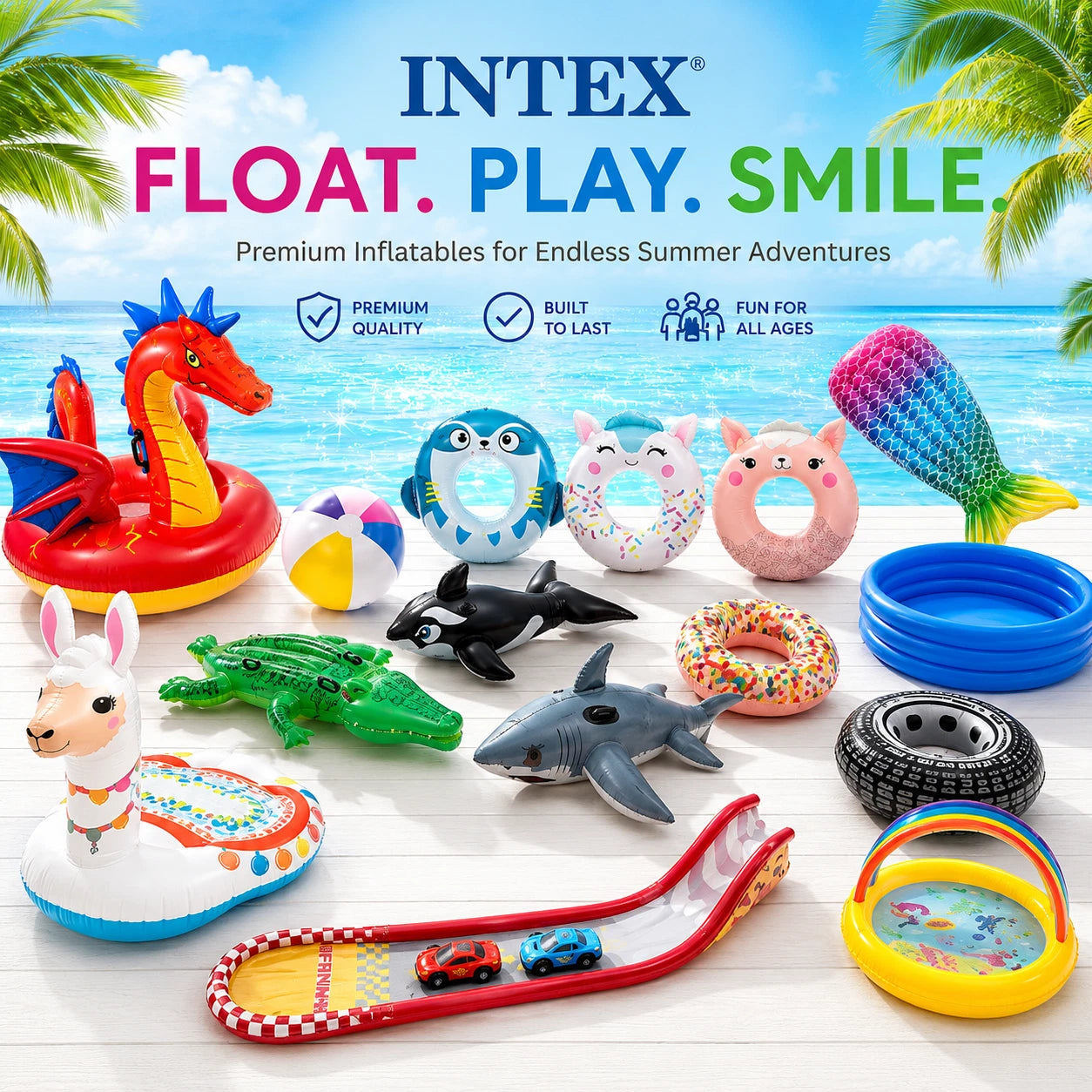 Inflatable Pool Floats Ride On Kids Adults Swim Rings Toys Beach Ball Summer Fun