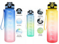 1L Sports Water Bottle Gym Travel Drinking Leak proof Bottle with Straw BPA Free