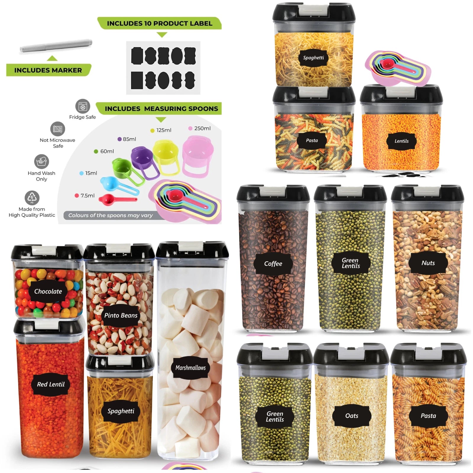 Food Storage Containers With Lid Airtight Stackable Kitchen Boxes Pantry