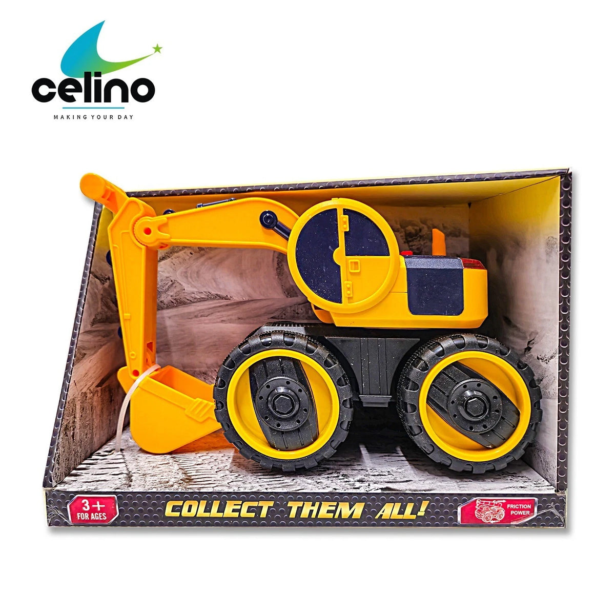 Backhoe Construction Vehicle Toy Truck Friction Power Lights & Sound Kids Boys
