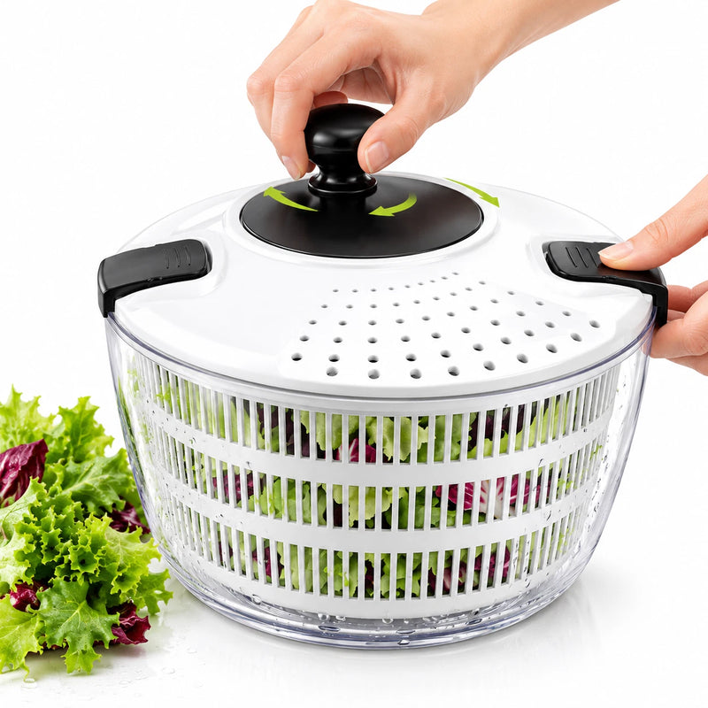 Salad Spinner 4L Lettuce Washer Vegetable Dryer Colander Strainer Drainer Bowl