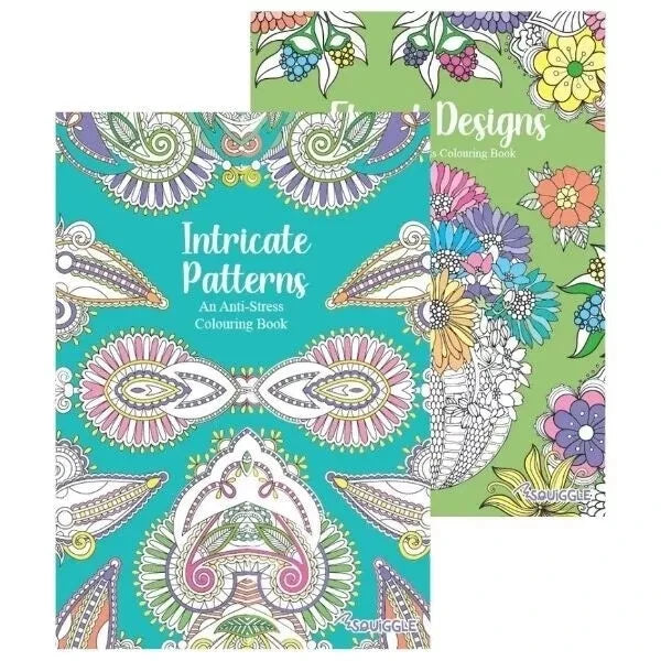 2pk A4 Colouring Books Flowers Anti-Stress Mind Relaxing Travel Therapy Books