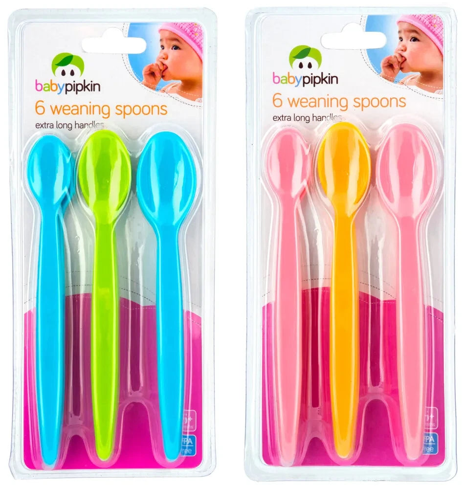 6 Pack Baby Weaning Feeding Spoons Plastic Long Handles Toddler Kids 6M+BPA Free