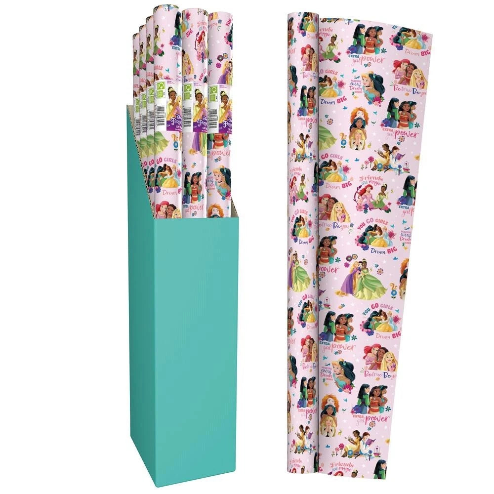 2 x Disney Princess 2M Kids Gift Wrapping Paper Roll Birthday Christmas Present