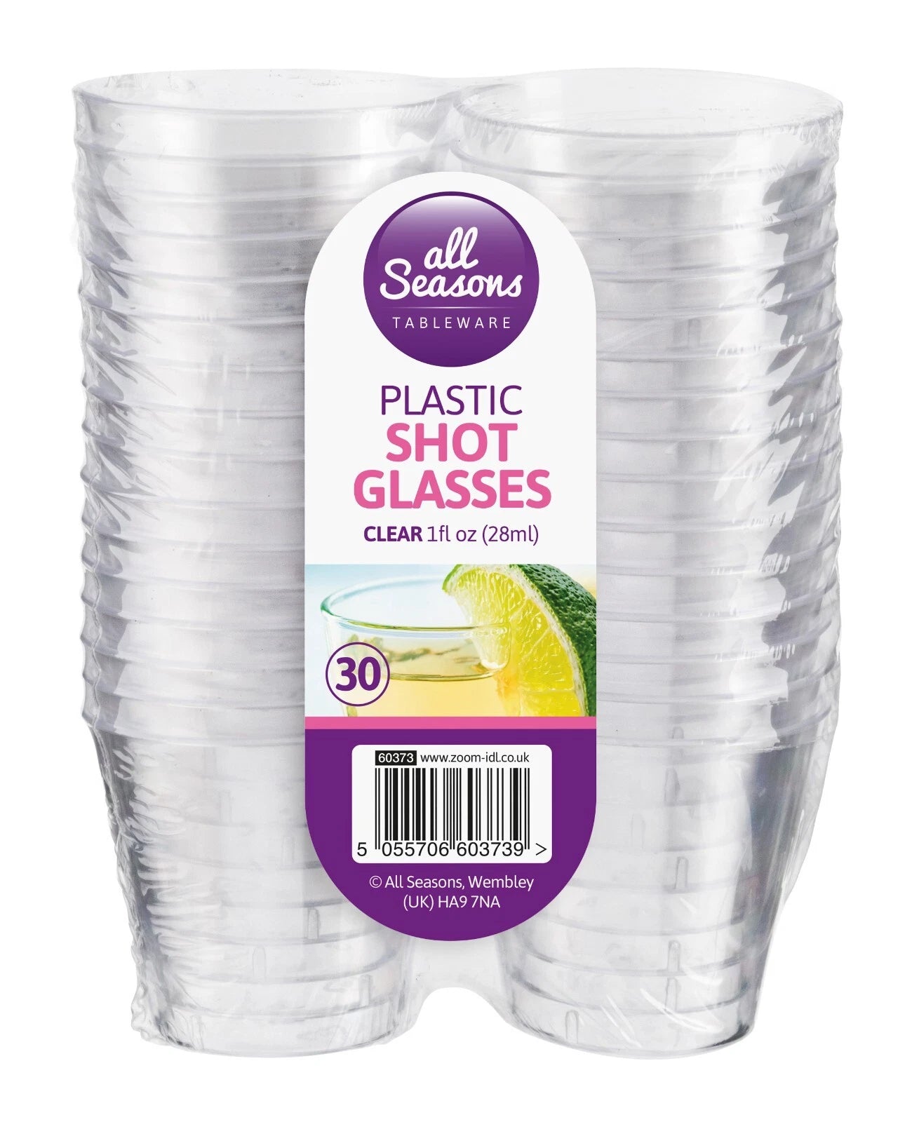 30 x Plastic Shot Glasses Drinking Cup Clear Party Bar Games Vodka Drink 28ml