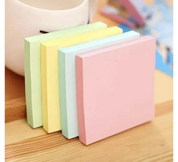 4 Pack Pastel Sticky Notes – Self Adhesive Removable Memo Pads in Assorted Colours for Office & School