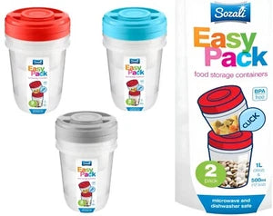 3 x 1L Food Storage Containers With Lids Smart BPA Free Plastic Nested Kitchen