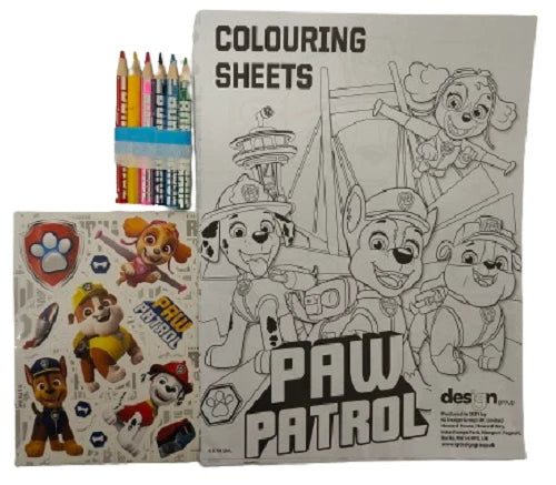 PAW PATROL Colouring Set Art Craft Pencils & Stickers Travel Activity Book Xmas