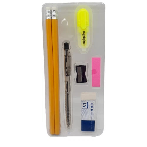 9 pcs Mixed Stationery Set Pen HB Pencils Eraser Sharpener Highlighter School