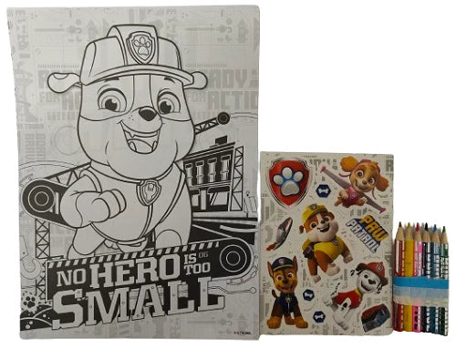 PAW PATROL Colouring Set Art Craft Pencils & Stickers Travel Activity Book Xmas
