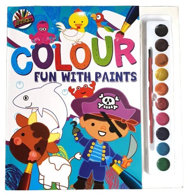 A4 Colouring Book With Water Colour Paints Brush Kids Children Fun Activity Book