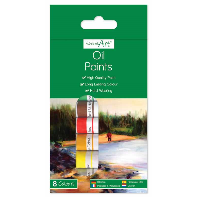8 x Oil Paints Assorted Colours Tubes Beginner Artist Set Arts Crafts School