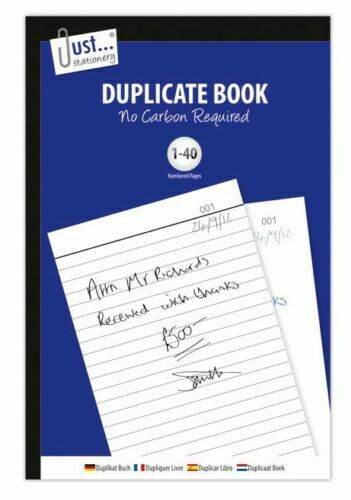 Full Size A5 Invoice Duplicate Book 1-40 Pages No Carbon Required Office Desk