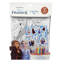 Load image into Gallery viewer, Frozen 2 Colouring Set Art &amp; Craft Pencils &amp; Stickers Travel Activity Book Gift
