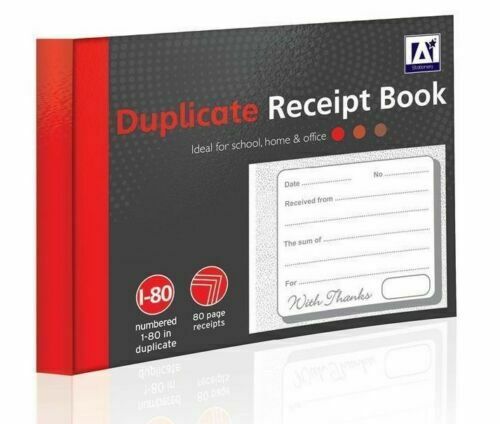 5 Pack Duplicate Receipt Books – Numbered 1–80 with Carbon Sheets, Half Size