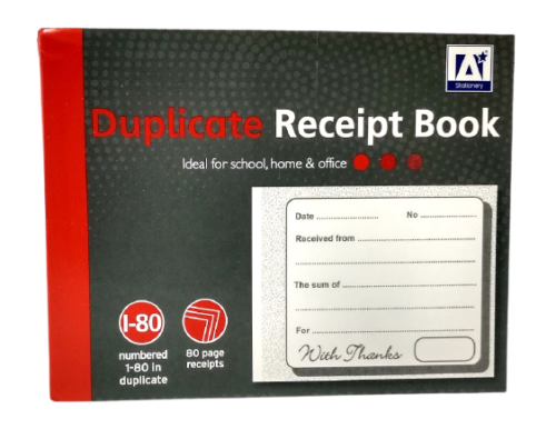 5 Pack Duplicate Receipt Books – Numbered 1–80 with Carbon Sheets, Half Size