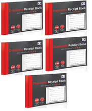 Load image into Gallery viewer, 5 x Half Size Duplicate Receipt Book Numbered 1- 80 With Carbon Sheets
