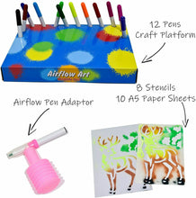 Load image into Gallery viewer, Wildlife Airflow Art Set Blow Pens Children Kids Colour Felt Tip Animal Stencils
