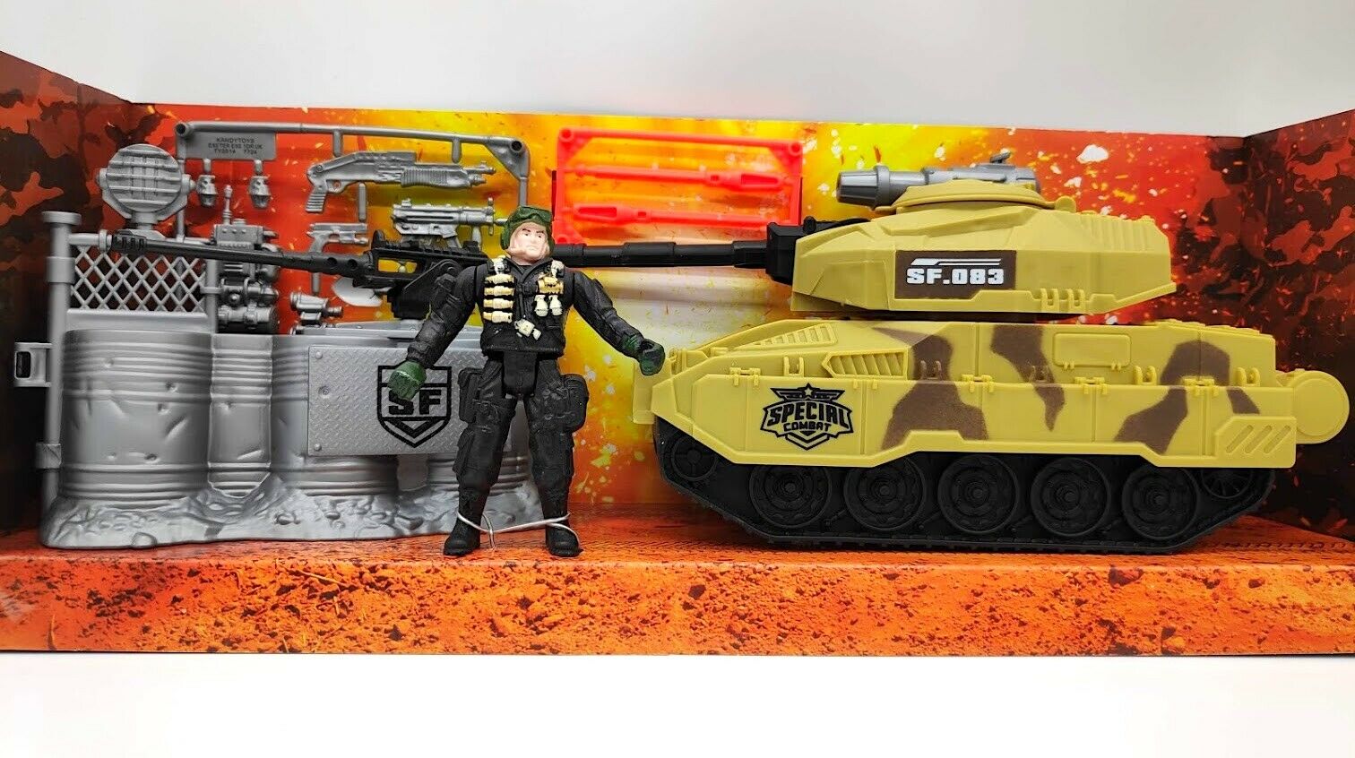 Combat Mission Army Tank Playset Military Base Soldier Attack Children Toy Gift