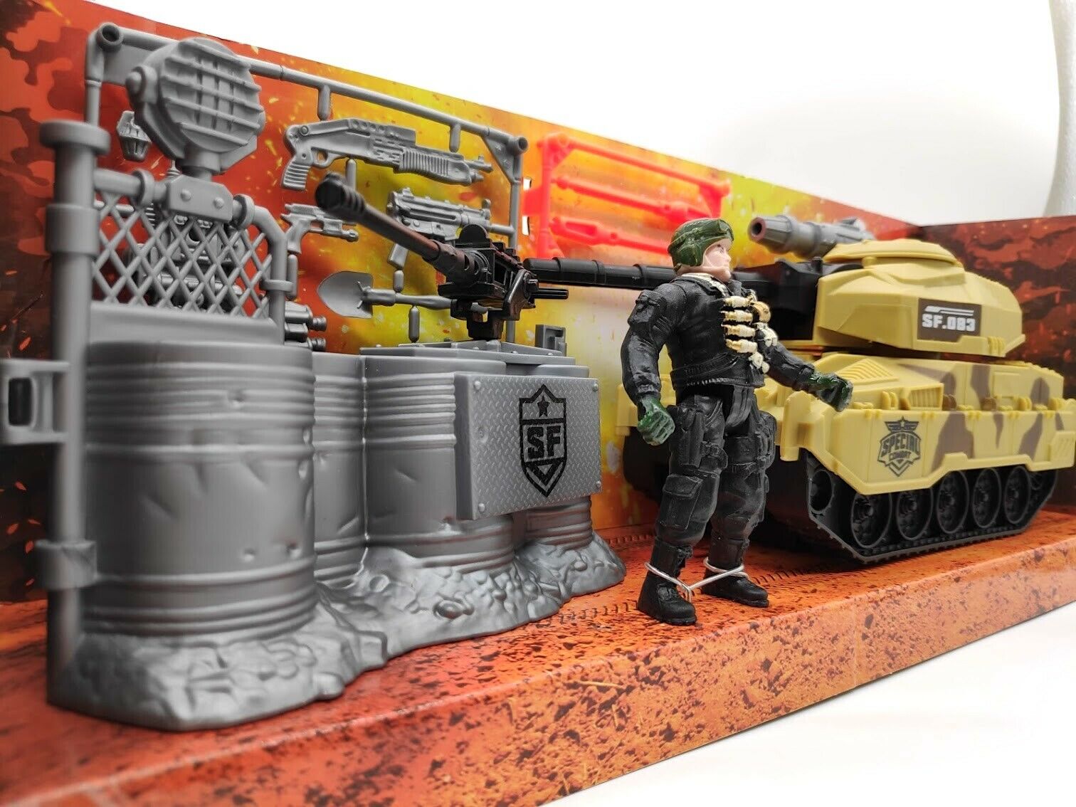 Combat Mission Army Tank Playset Military Base Soldier Attack Children Toy Gift