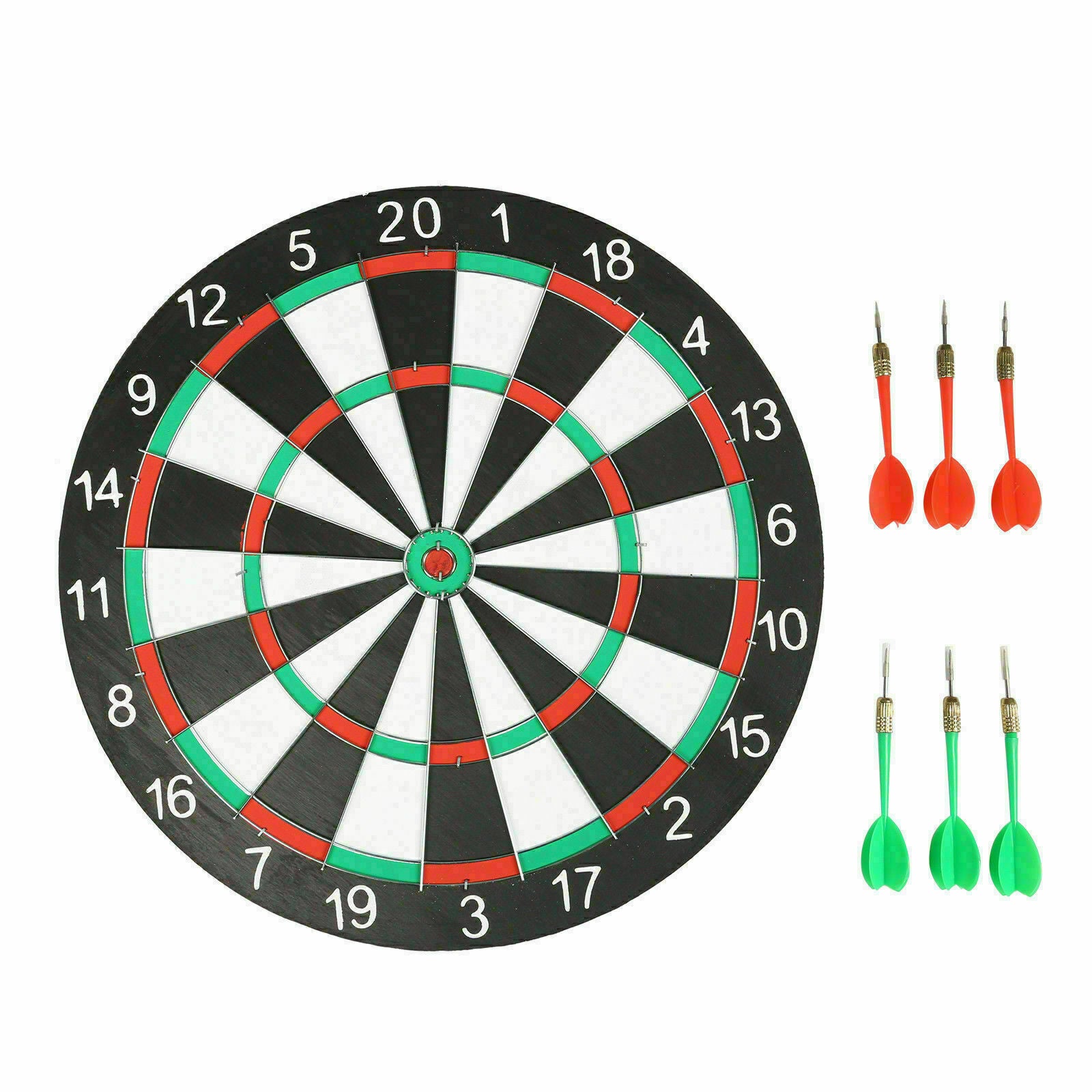 FULL SIZE 17" DARTBOARD SET - 6 DARTS FUN FAMILY DART BOARD GAME ADULTS KIDS NEW