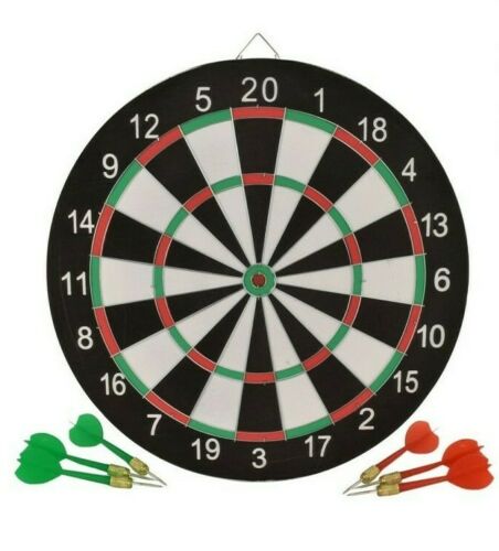 FULL SIZE 17" DARTBOARD SET - 6 DARTS FUN FAMILY DART BOARD GAME ADULTS KIDS NEW