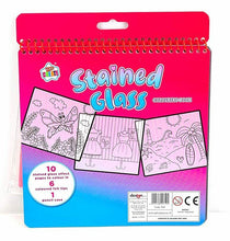 Load image into Gallery viewer, Stained Glass Colouring Book Fun Activity Kids Boys Girls Felt Tips Pens Set UK
