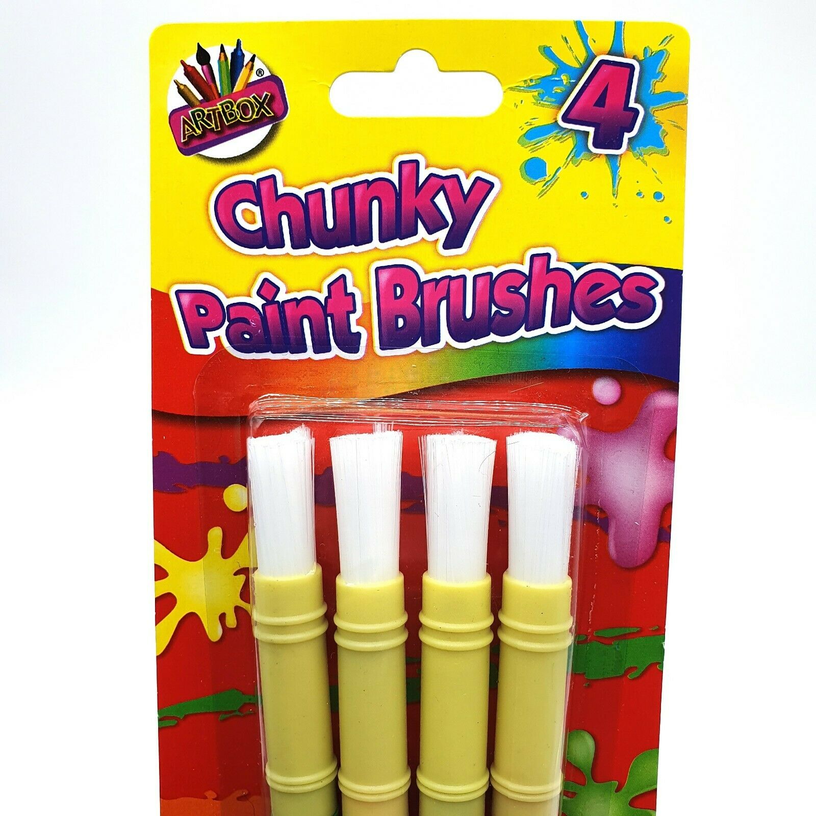 4 Pack Chunky Paint Brushes – Kids Art & Craft Painting Brushes for School, Home & Creative Projects
